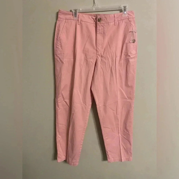 Croft And Barrow Pink Size 12 Chino Pants Straight High Rise Office Casual NWOT - Picture 1 of 8